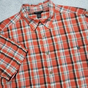 Marmot Shirt Mens XL Orange Plaid Short Sleeve Button Up Lightweight Casual